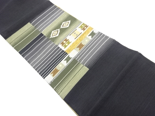 JAPANESE FUKURO OBI / REVERSIBLE / WOVEN GEOMETRIC